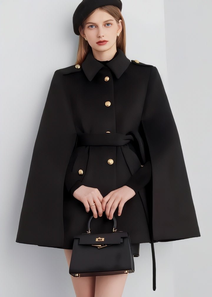 Black Cape Coat - Vera Lumina