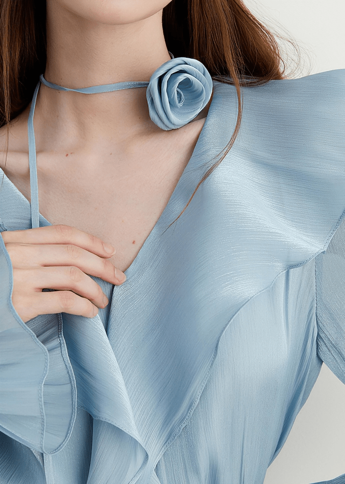 ETHEREAL RUFFLE DRAPED BLOUSE - Vera Lumina