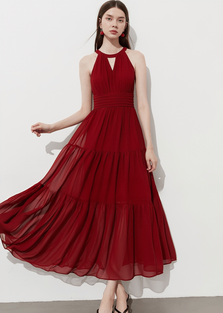 ETHEREAL TIERED HALTER MAXI DRESS