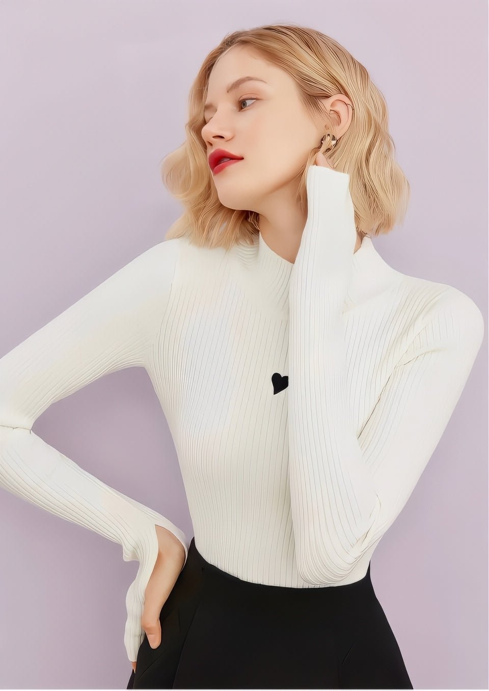 Long Sleeve High Neck Knit - Vera Lumina