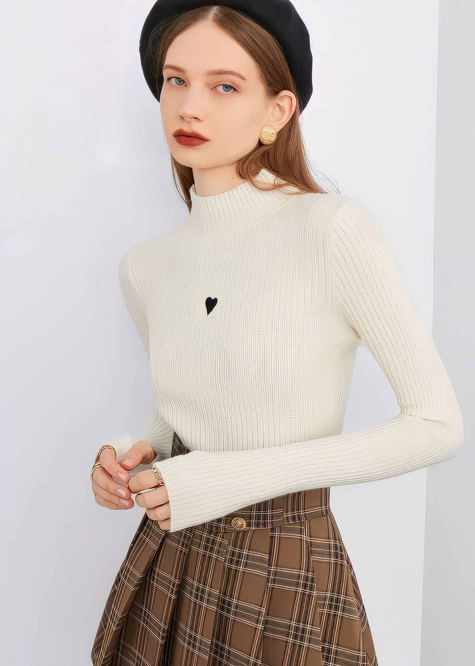 Long Sleeve High Neck Knit - Vera Lumina