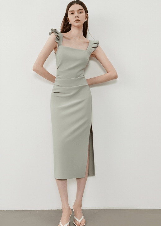 SCULPTURAL TIE COLUMN DRESS - Vera Lumina