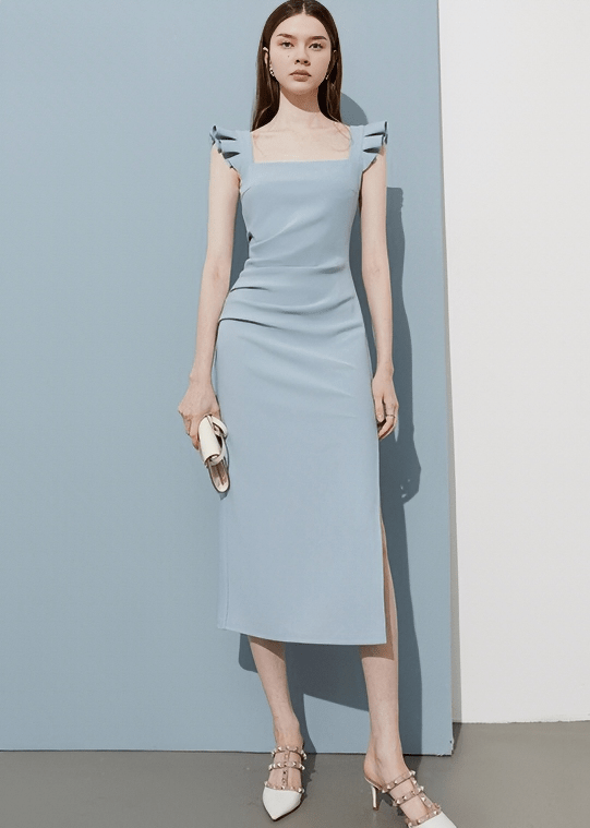 SCULPTURAL TIE COLUMN DRESS - Vera Lumina