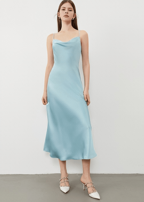 SILK SLIP MIDI DRESS - Vera Lumina
