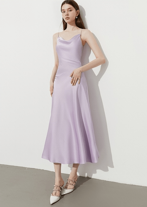 SILK SLIP MIDI DRESS - Vera Lumina