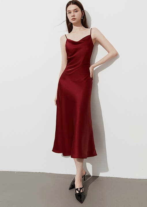 SILK SLIP MIDI DRESS - Vera Lumina