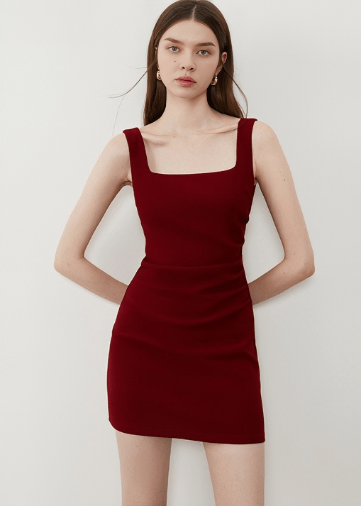 STRUCTURED SQUARE MINI DRESS - Vera Lumina