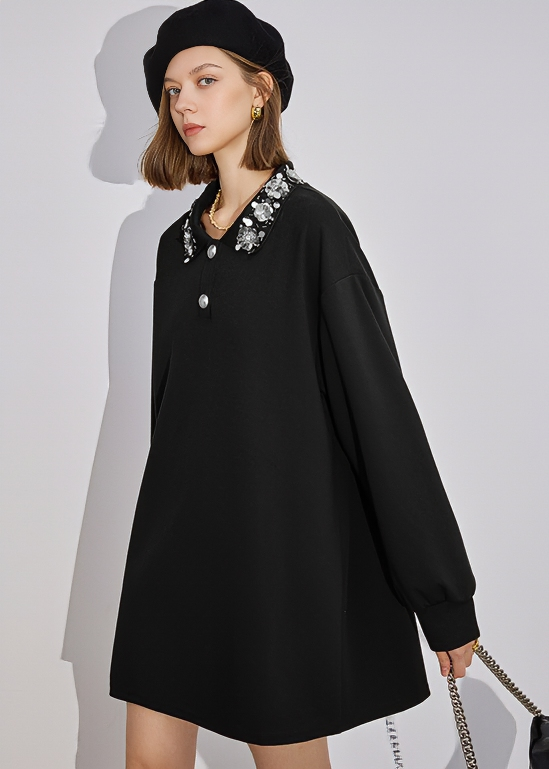 COIN MEDALLION COLLAR SHIFT DRESS