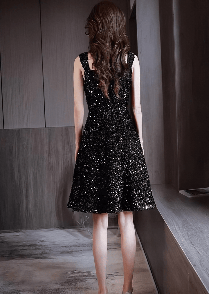 グリッタースパンコールフレアAラインドレス - Vera Lumina