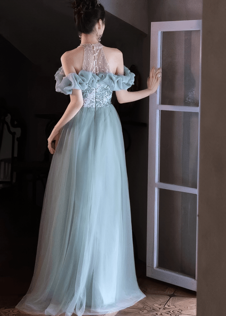 ビジューフリルオフショルダーチュールAラインドレス - Vera Lumina