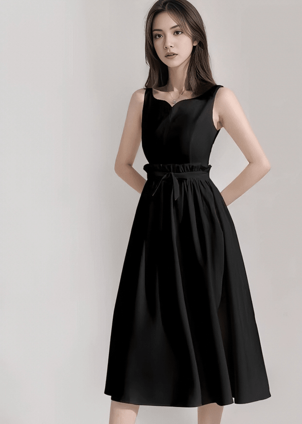 ウエストリボンフリルフレアAラインドレス - Vera Lumina