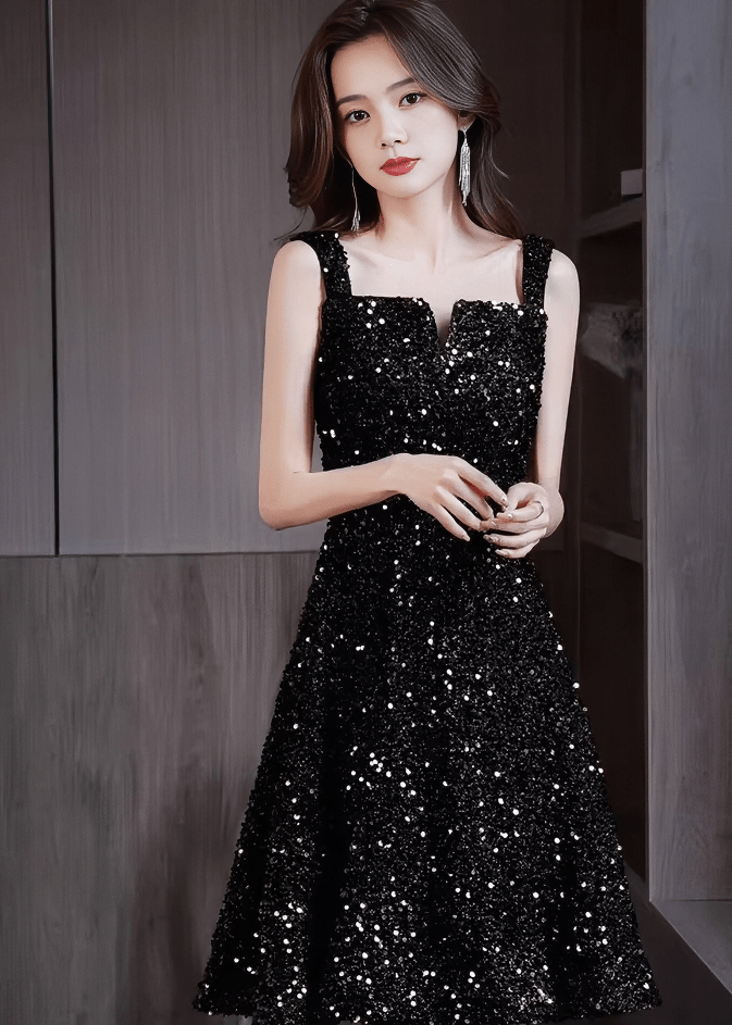 グリッタースパンコールフレアAラインドレス - Vera Lumina