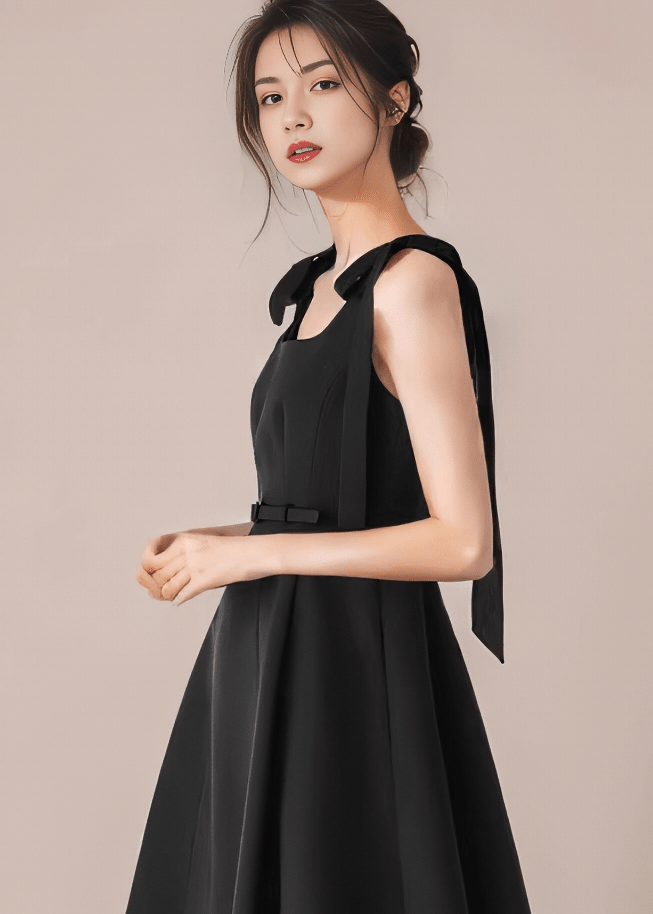 ショルダリボンベルトフレアAラインドレス - Vera Lumina
