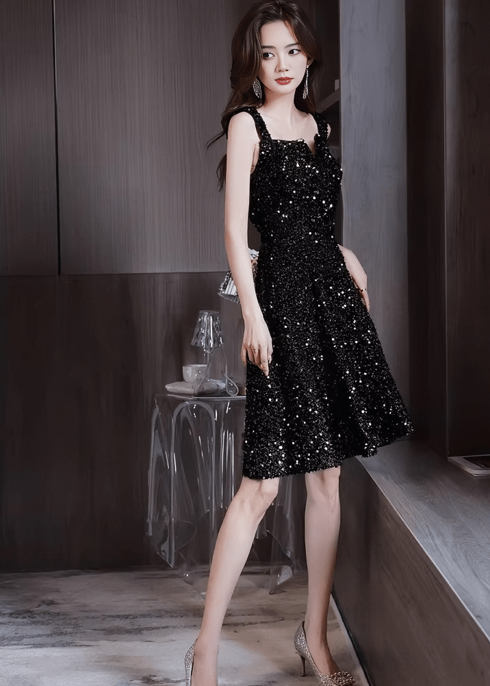 グリッタースパンコールフレアAラインドレス - Vera Lumina