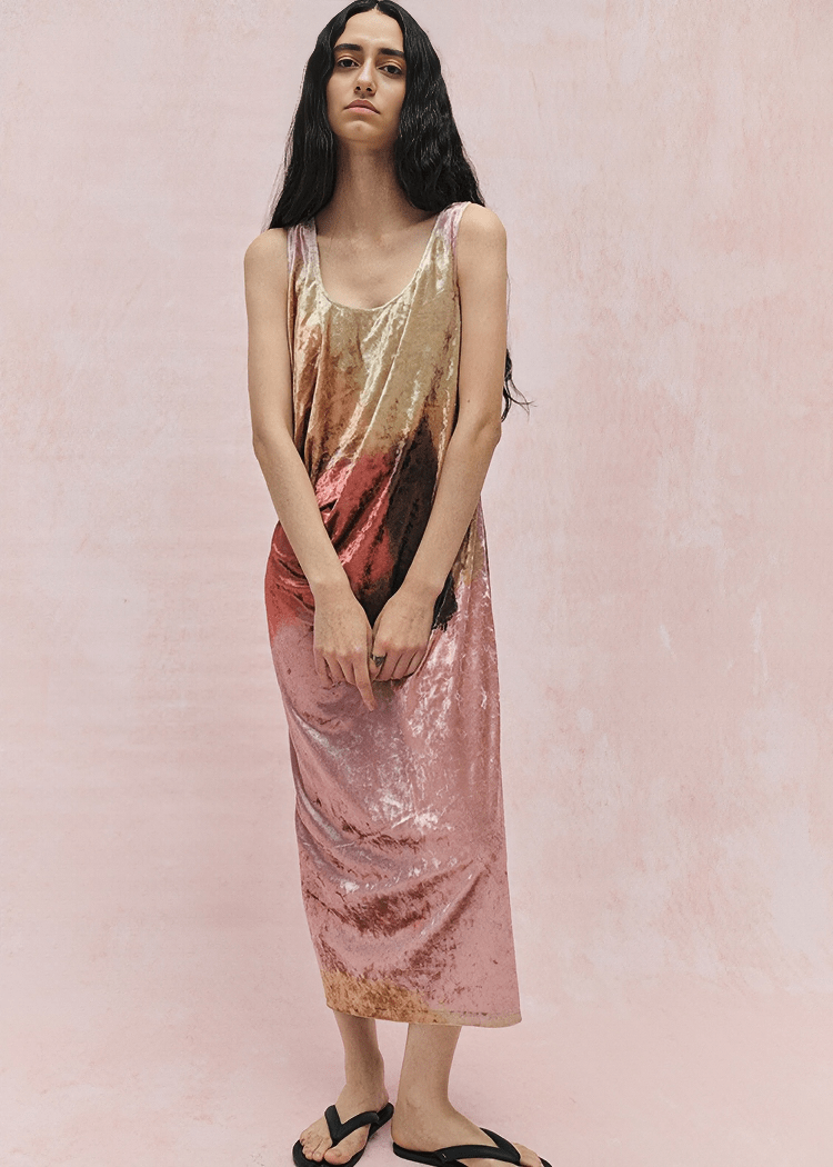 ABSTRACT BRUSHSTROKE SLIP DRES - Vera Lumina