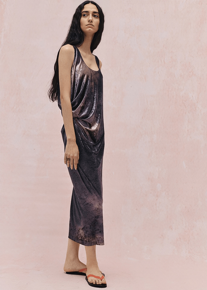 ABSTRACT BRUSHSTROKE SLIP DRES - Vera Lumina