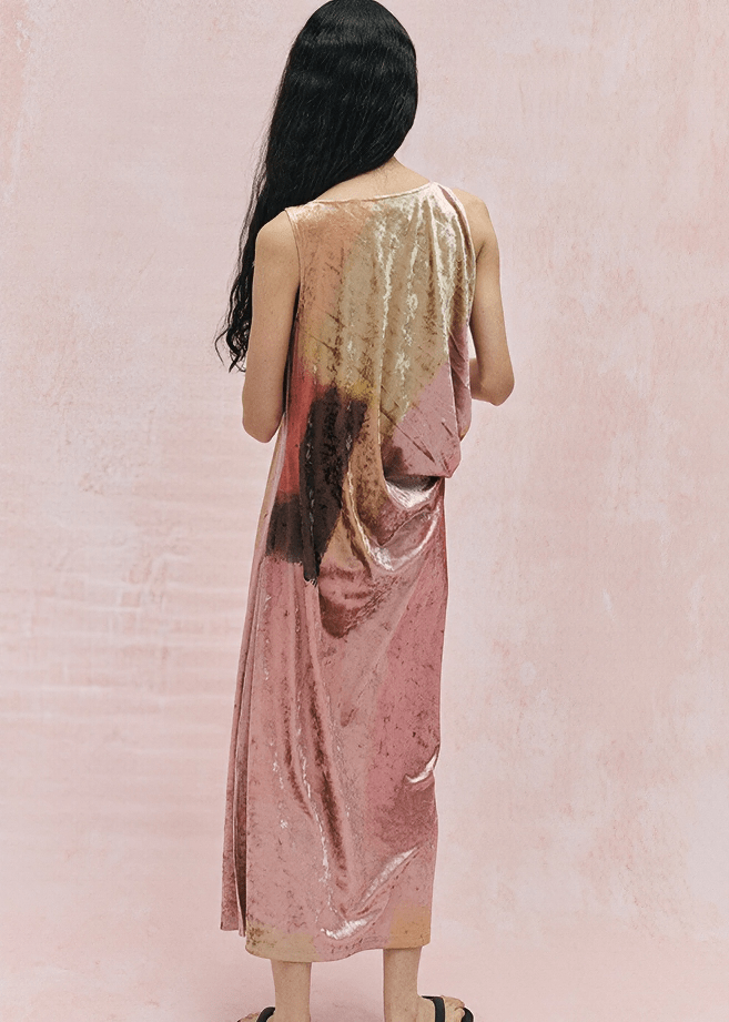 ABSTRACT BRUSHSTROKE SLIP DRES - Vera Lumina