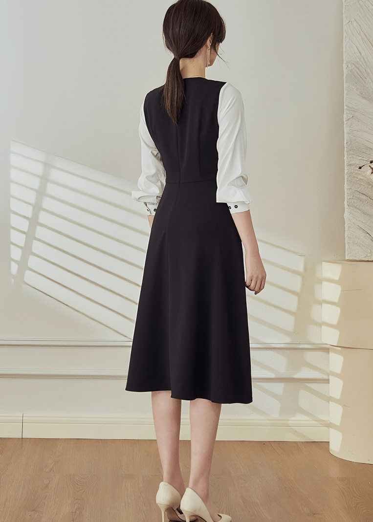 ACADEMY CONTRAST SLEEVE MIDI DRESS - Vera Lumina
