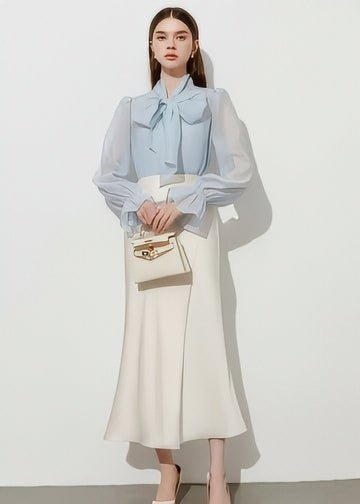 Airy Bow Tie Sheer Blouse - Vera Lumina