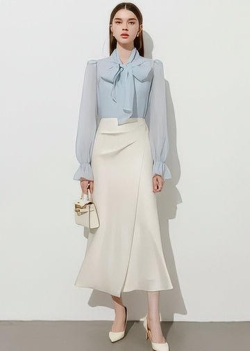 Airy Bow Tie Sheer Blouse - Vera Lumina