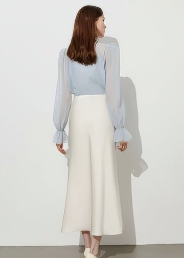 Airy Bow Tie Sheer Blouse - Vera Lumina
