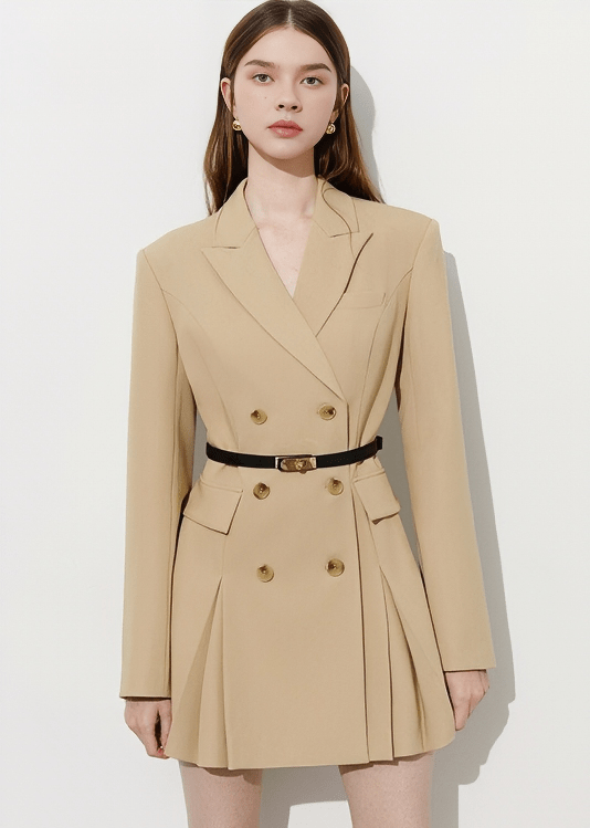 ARCHITECTURAL PLEAT BLAZER DRESS - Vera Lumina