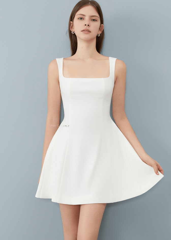 ARCHITECTURAL SQUARE NECK DRESS - Vera Lumina