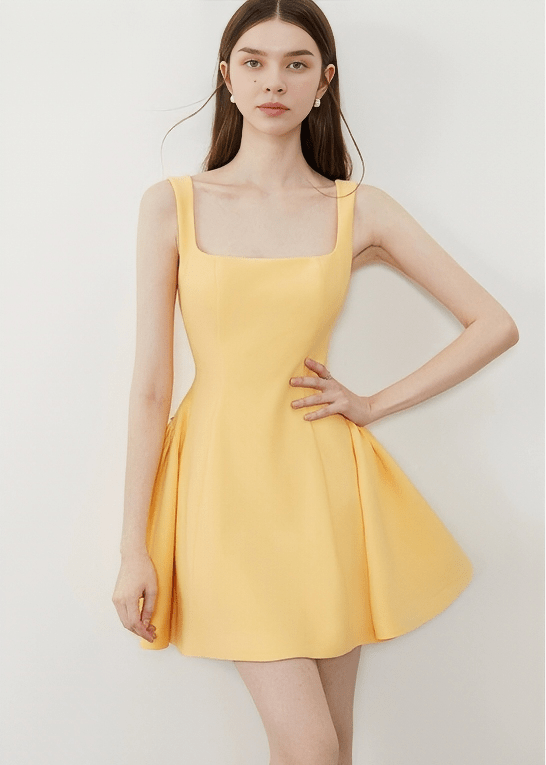 ARCHITECTURAL SQUARE NECK DRESS - Vera Lumina