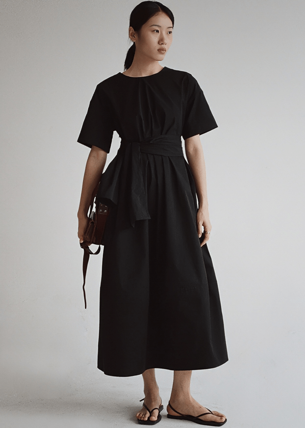 ARCHITECTURAL TWIST BACK MIDI DRESS - Vera Lumina