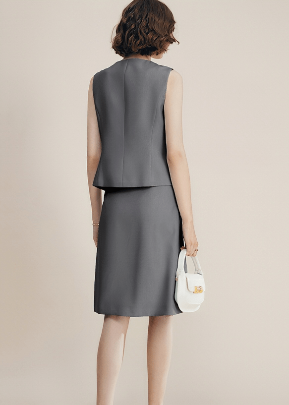 ASYMMETRIC BUTTON TAILORED VEST - Vera Lumina