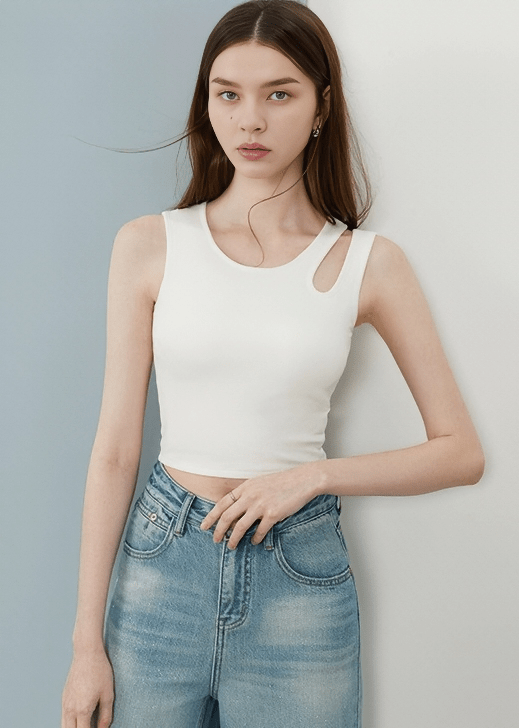 ASYMMETRIC CUTOUT CROP TANK - Vera Lumina