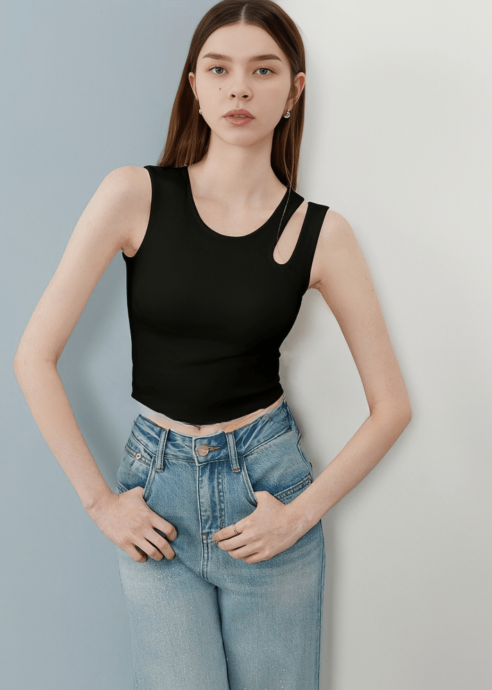 ASYMMETRIC CUTOUT CROP TANK - Vera Lumina