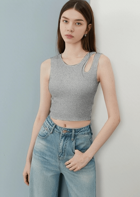 ASYMMETRIC CUTOUT CROP TANK - Vera Lumina