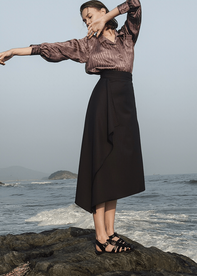ASYMMETRIC DRAPED SKIRT - Vera Lumina