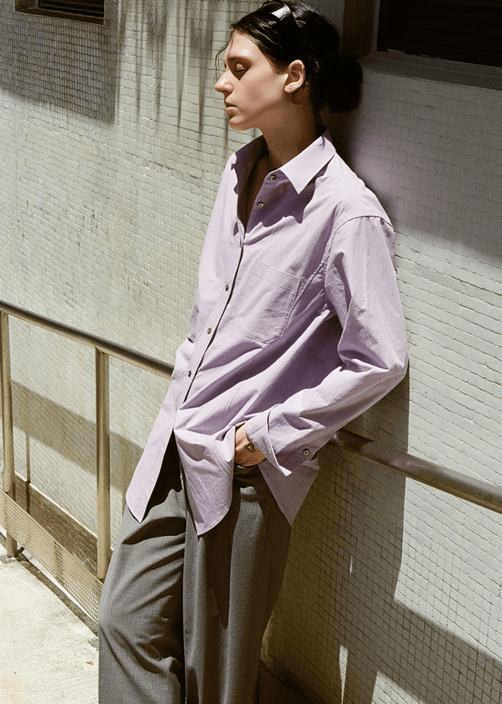 ASYMMETRIC FOLD DETAIL OVERSIZED SHIRT - Vera Lumina