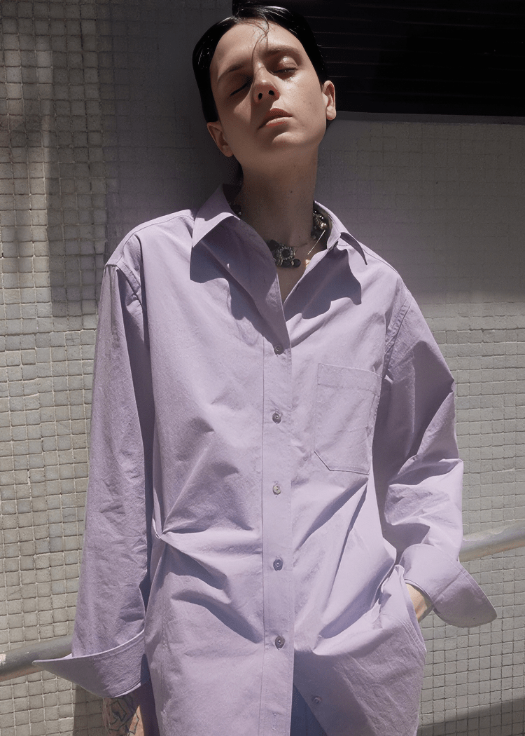 ASYMMETRIC FOLD DETAIL OVERSIZED SHIRT - Vera Lumina