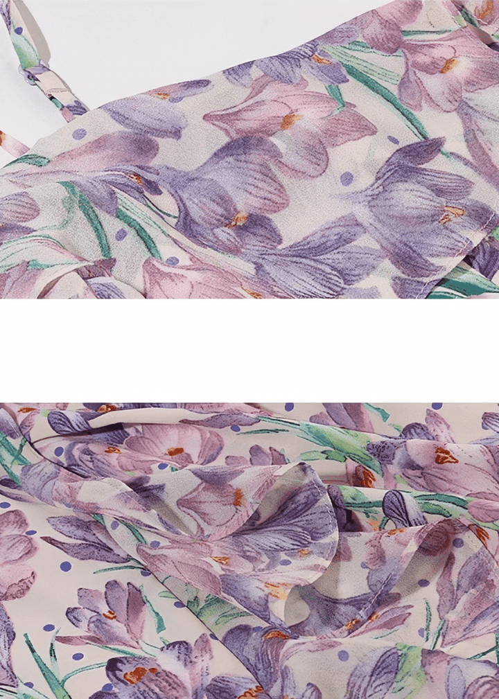 ASYMMETRIC RUFFLE BOTANICAL DRESS - Vera Lumina