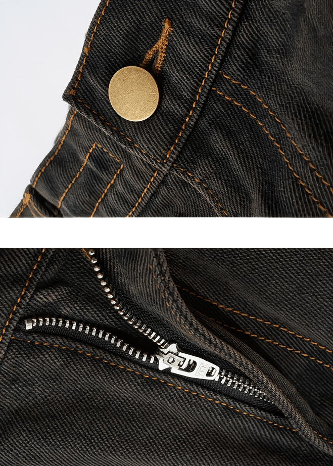 ASYMMETRIC WASHED DENIM WIDE LEG JEANS - Vera Lumina