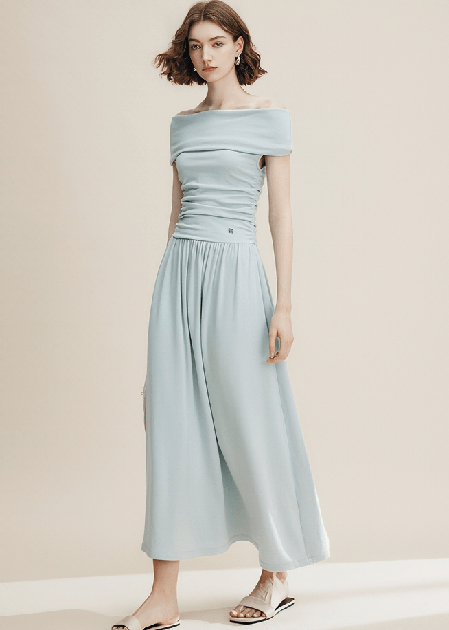 AUDREY BARDOT BUTTON MIDI DRESS - Vera Lumina