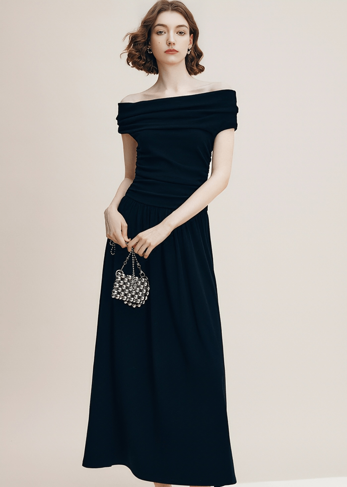 AUDREY BARDOT BUTTON MIDI DRESS - Vera Lumina
