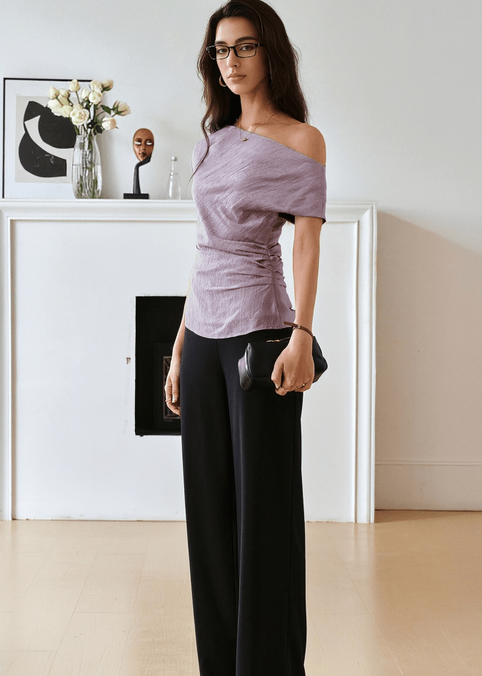 AURORA ONE SHOULDER SHIRRED TOP - Vera Lumina