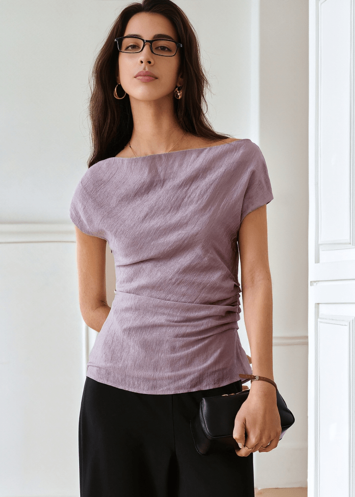 AURORA ONE SHOULDER SHIRRED TOP - Vera Lumina