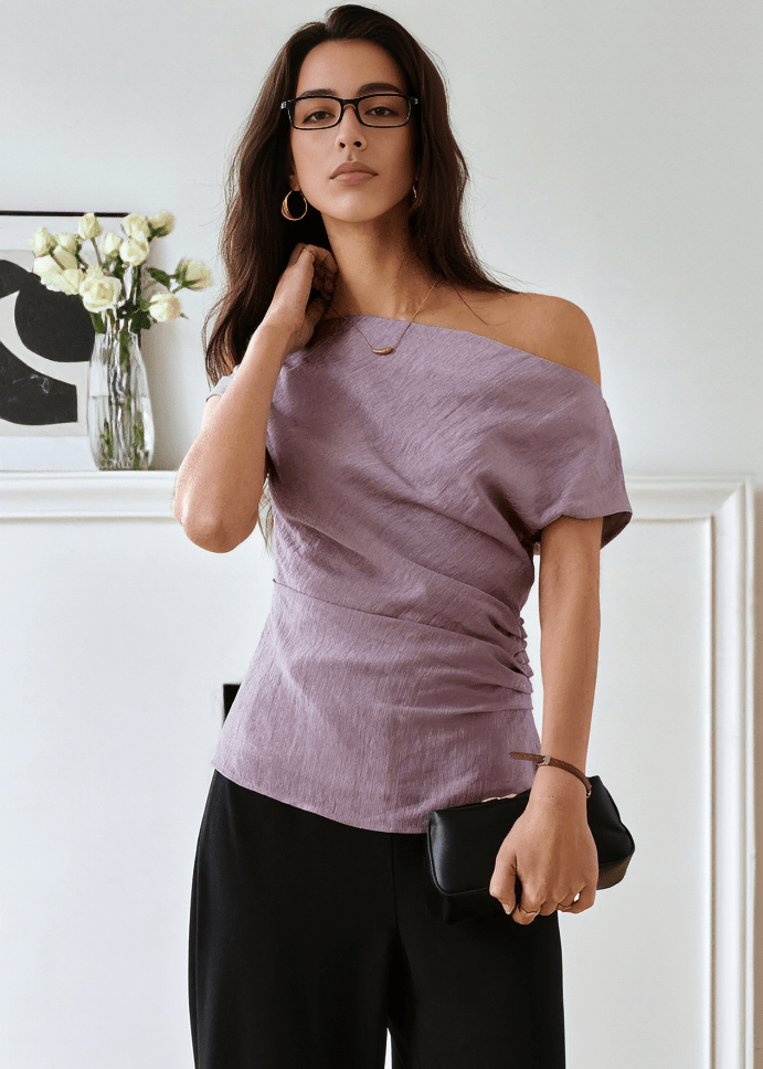 AURORA ONE SHOULDER SHIRRED TOP - Vera Lumina
