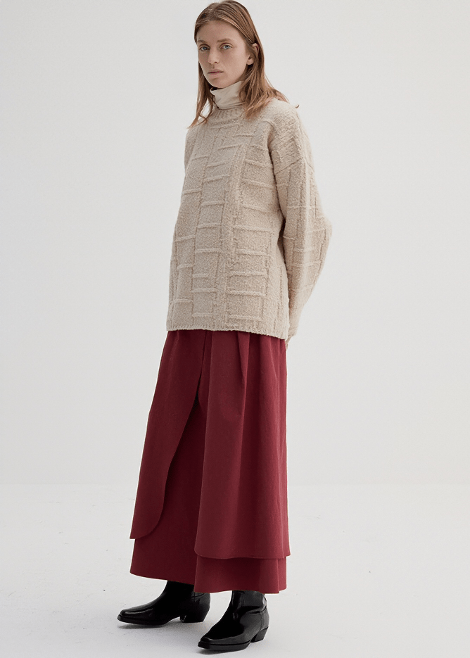 BASKETWEAVE TEXTURED OVERSIZED PULLOVER - Vera Lumina
