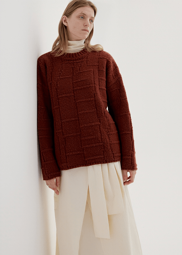 BASKETWEAVE TEXTURED OVERSIZED PULLOVER - Vera Lumina