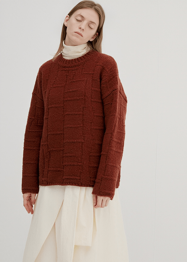 BASKETWEAVE TEXTURED OVERSIZED PULLOVER - Vera Lumina