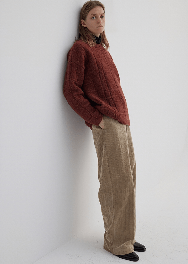 BASKETWEAVE TEXTURED OVERSIZED PULLOVER - Vera Lumina