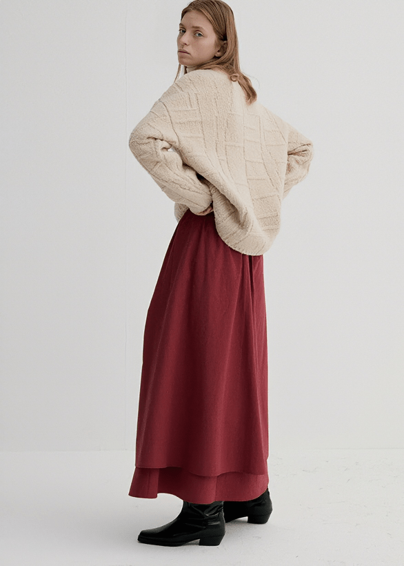 BASKETWEAVE TEXTURED OVERSIZED PULLOVER - Vera Lumina