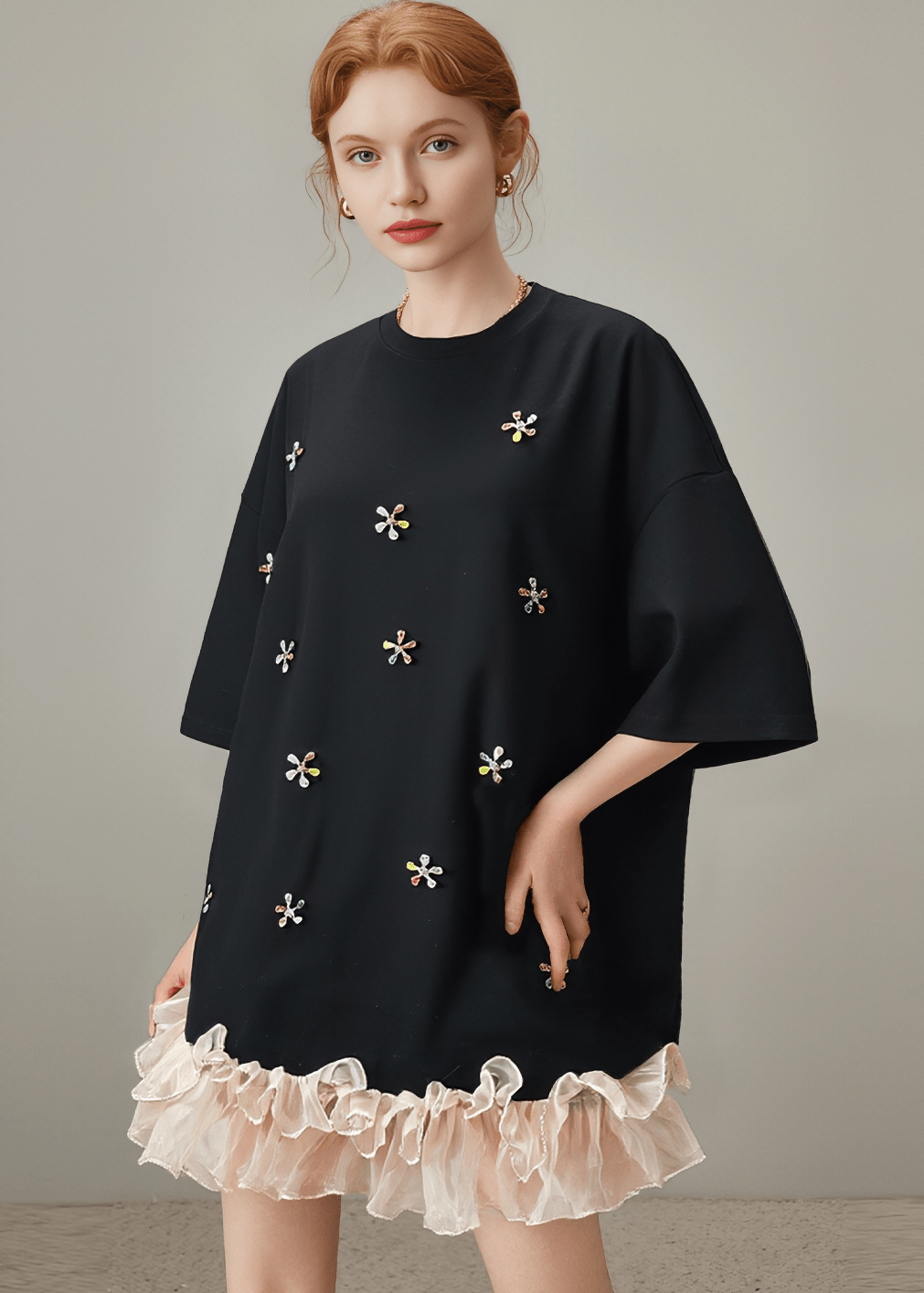 BEADED EMBROIDERY A - LINE TULLE DRESS - Vera Lumina