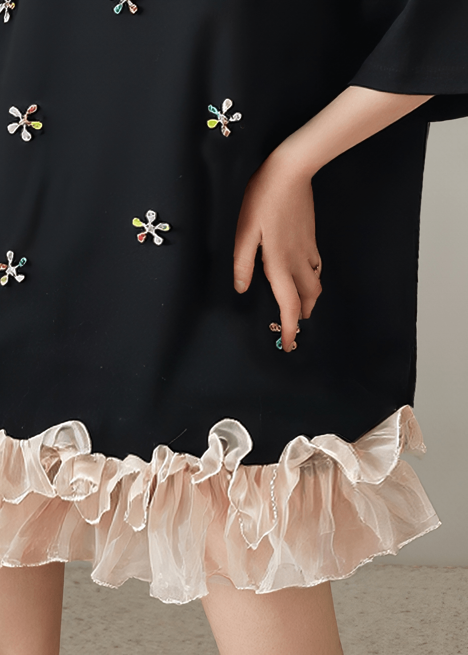 BEADED EMBROIDERY A - LINE TULLE DRESS - Vera Lumina